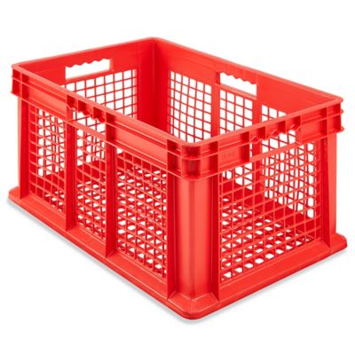 Mesh Straight Wall Container with Mesh Bottom - 24 x 16 x 12 1/2", Red S-20634R