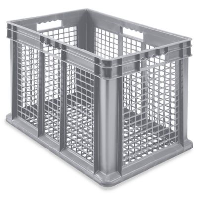 Mesh Straight Wall Container with Mesh Bottom - 24 x 16 x 16 1/2", Gray S-20635GR