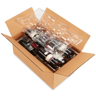 Cajas con Insertos de Plástico para Vinos - Paquete para 6 Botellas S-20640  - Uline