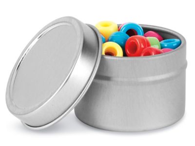 Deep Metal Tins - Round, 10 oz, Solid Lid, Silver