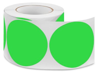 Blank Inventory Circle Labels Fluorescent Green, 4" S2064G Uline