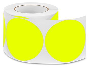 Blank Inventory Circle Labels - Fluorescent Yellow, 4" S-2064Y