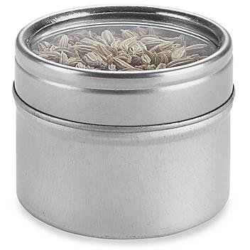 Deep Metal Tins - Round, 1 oz, Window Lid, Silver S-20650