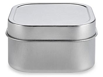 Deep Metal Tins - Square, 4 oz, Solid Lid, Silver S-20652