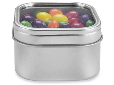 Deep Metal Tins - Square, 12 oz, Solid Lid, Silver S-23231 - Uline