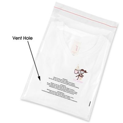 Resealable Suffocation Warning Bags with Vent Hole - 1.5 Mil, 9 x 12" S-20699