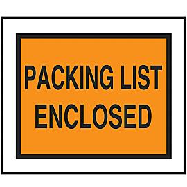 "Packing List Enclosed" Full-Face Envelopes - Orange, 4 1/2 x 5 1/2"