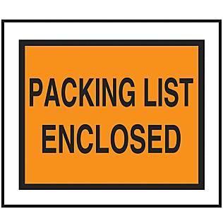 "Packing List Enclosed" Full-Face Envelopes - Orange, 7 x 5 1/2"