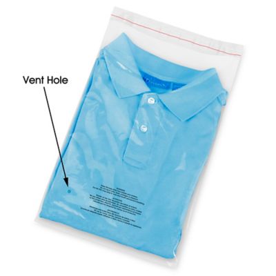 Resealable Suffocation Warning Bags with Vent Hole - 1.5 Mil, 10 x 15" S-20700