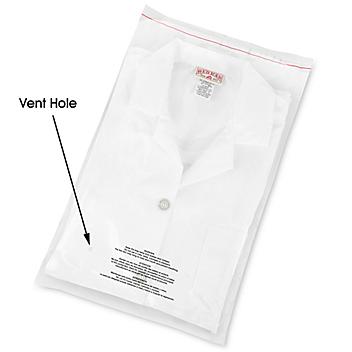 Resealable Suffocation Warning Bags with Vent Hole - 1.5 Mil, 12 x 18" S-20701
