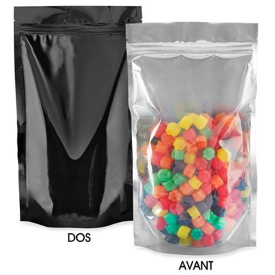 Glossy Stand-Up Barrier Pouches - 7 x 11 1/2 x 4", Black Back S-20713BLB