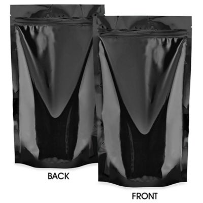 Glossy Stand-Up Barrier Pouches - 7 x 11 1/2 x 4", Black S-20713BL