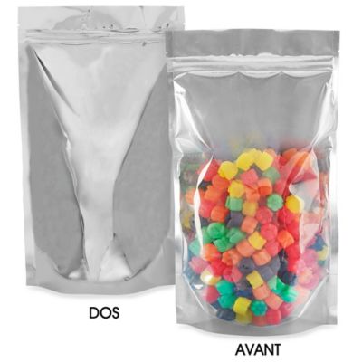 Glossy Stand-Up Barrier Pouches - 7 x 11 1/2 x 4", Silver Back S-20713SILB