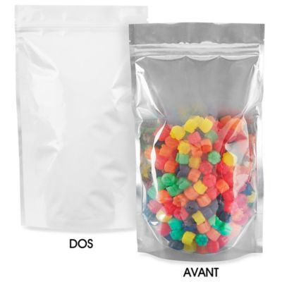 Glossy Stand-Up Barrier Pouches - 7 x 11 1/2 x 4", White Back S-20713WB