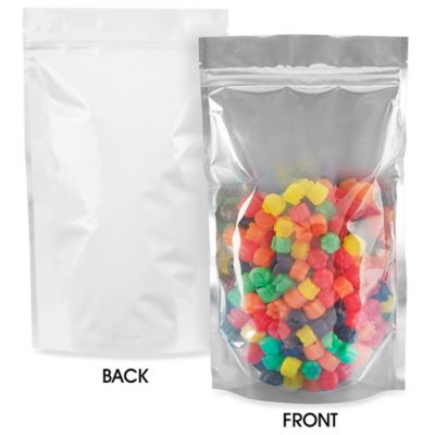 Glossy Stand-Up Barrier Pouches - 7 x 11 1/2 x 4", White Back S-20713WB