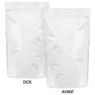 Glossy Stand-Up Barrier Pouches - 7 x 11 1/2 x 4", White S-20713W