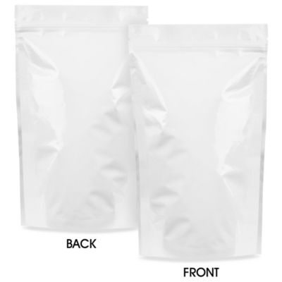 Glossy Stand-Up Barrier Pouches - 7 x 11 1/2 x 4", White S-20713W