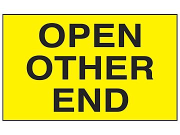 "Open Other End" Labels - 3 x 5"