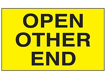 "Open Other End" Labels - 3 x 5" S-20729