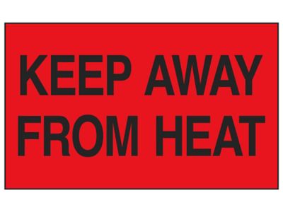 "Keep Away From Heat" Labels - 3 x 5"