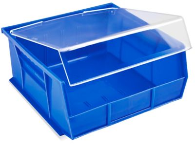 Stacking bins with clearance lids