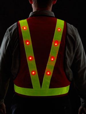 Gilet réfléchissant LED avec 2 bandes réfléchissantes, 3 Modes d