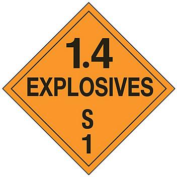 D.O.T. Placard - Explosives 1.4 S