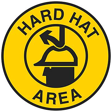 Warehouse Floor Sign - "Hard Hat Area", 17" Diameter