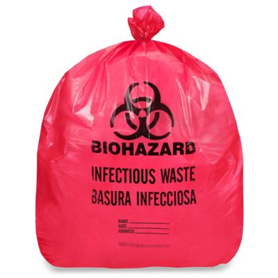 Sac poubelle pour déchets à risque biologique – 1,2 mil, 20 à 30 gallons,  rouge, déchets infectieux S-20849 - Uline