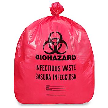 Biohazard Trash Liner - 20-30 Gallon, 1.2 Mil, Infectious Waste, Red S-20849