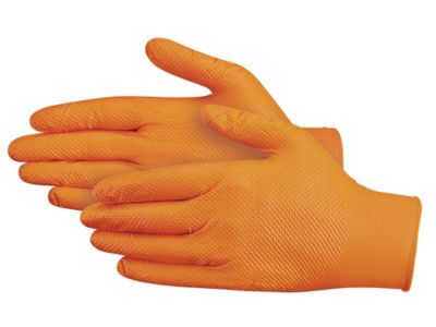 Uline Secure Grip™ Nitrile Gloves - Powder-Free, Orange, Large