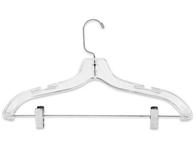 17 Clear Plastic Combo Hanger W/ Clips & Notches