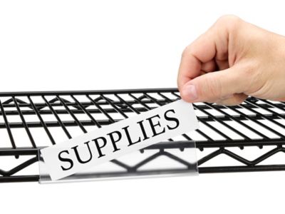 Angled Wire Shelving Label Holders with Inserts - 6