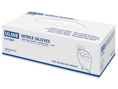 Uline White Nitrile Gloves - Powder-Free, Medium S-21082-M - ULINE