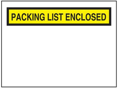 Enveloppes de bordereau d'expédition anglais/français – « Packing List  Enclosed », 4 1/2 x 5 1/2 po S-12945 - Uline