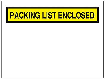"Packing List Enclosed" Banner Envelopes - Yellow, 6 3/4 x 5" S-2110