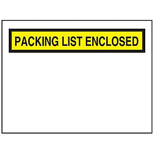 "Packing List Enclosed" Banner Envelopes - Yellow, 6 3/4 x 5"