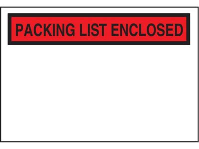 "Packing List Enclosed" Banner Envelopes - Red, 4 1/2 x 7 1/2" S-2114