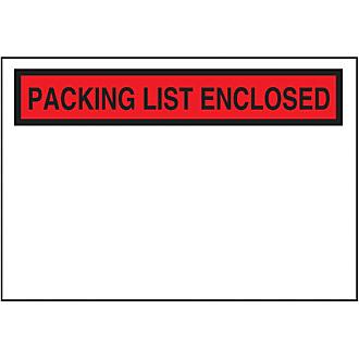 "Packing List Enclosed" Banner Envelopes - Red, 4 1/2 x 7 1/2"