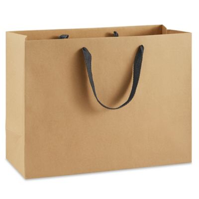 Paper bag with online ribbon handle