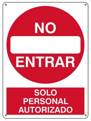 "No Entrar Solo Personal Autorizado" Sign - Plastic S-21165P