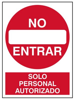 "No Entrar Solo Personal Autorizado" Sign - Vinyl, Adhesive-Backed S-21165V