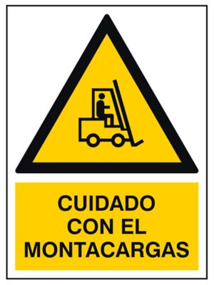 "Cuidado con el Montacargas" Sign - Vinyl, Adhesive-Backed S-21168V