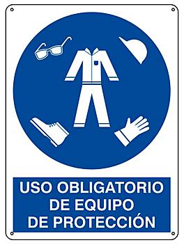 "Uso Obligatorio de Equipo de Protección" Sign - Plastic S-21173P