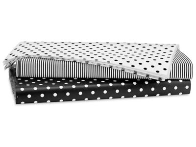 Black and White Polka Dot Tissue Paper - 20 inch x 30 inch - 24 XL Sheets Black Dots