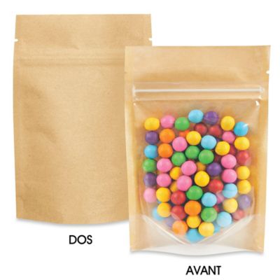 Paper Stand-Up Barrier Pouches - 4 x 6 x 2", Kraft Back S-21232KRFTB