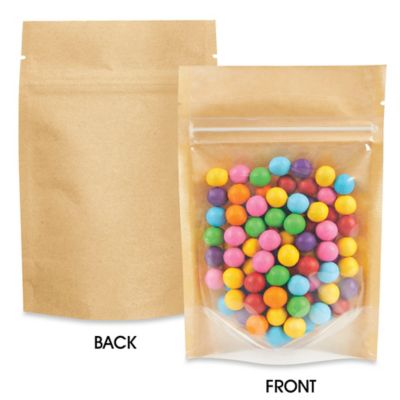 Paper Stand-Up Barrier Pouches - 4 x 6 x 2", Kraft Back S-21232KRFTB