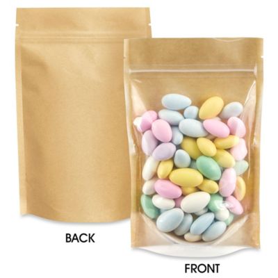 Paper Stand-Up Barrier Pouches - 5 x 8 x 2 1/2", Kraft Back S-21233KRFTB