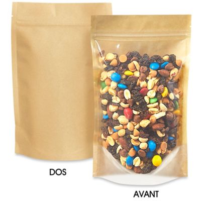 Paper Stand-Up Barrier Pouches - 6 x 9 x 3", Kraft Back S-21234KRFTB