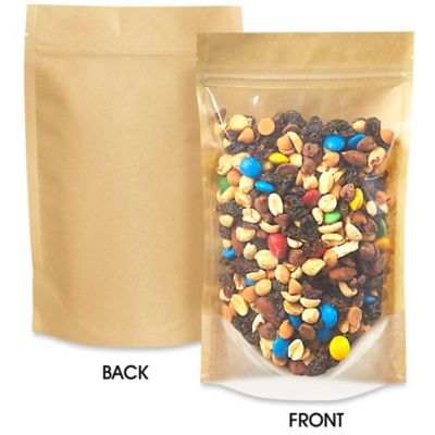 Paper Stand-Up Barrier Pouches - 6 x 9 x 3", Kraft Back S-21234KRFTB